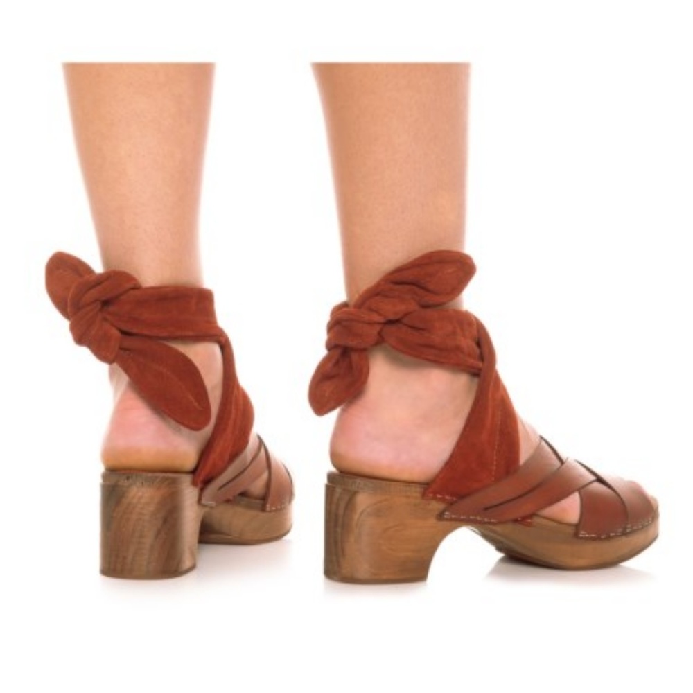 Free People Leather Sandals Emmy Wrap Clogs - Picture 7 of 7